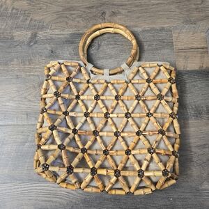The Limited Bamboo Tote Bag with Tan and Brown Accents